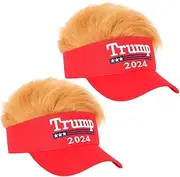 [ONERVA] 2 Pieces Hat Trump 2024 Hat Make America Great Again Hat Trump Merchandise Baseball Cap Red, Red