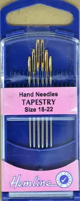 Premium Gold Eye Tapestry Needles Size 18-22, Pack of 6 Needles, Hemline Quality