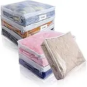 Heonay Clear Zippered Storage Bags Plastic Sweater Storage Bags with Zipper 6 Packs Clothing Organizer for Blankets Linen Sweater Bed Sheet Quilt Clothes Pillow (10.5 x 10.5 x 2.5 Inch)