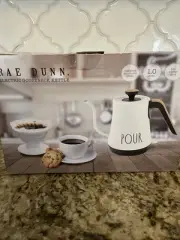 Rae Dunn Electric Gooseneck Kettle Stainless Steel "POUR" 1Liter NEW