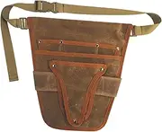 LeoLeoii Handy Garden Tool Belt, Canvas Small Tool Belt Pouch Gardening Tools Belt Tool Storage for Gardening Craftsmen Carpenters, Brown (Brown)