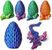 3D Printed Dragon Egg, Easter Dragon Eggs with Dragon Inside, Full Articulated Crystal Dragon Fidget Toys, Easter Basket Stuffers Easter Egg Fillers Toys for Kids(Laser Violet-12inch)
