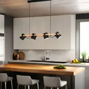 Hornwood Pendant Light 4Lt in Black/Light Wood