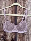 NWT Deyllo Women's Lace 34C Bra Sexy Sheer Underwire Bra Low-Cut Unlined Plunge
