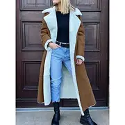 Women's Fleece Jacket Teddy Coat Warm Breathable Pocket Fleece Lined Casual Plain Vacation Street Daily Wear Going out Open Front Long Turndown Regular Fit Lon
