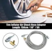 59" Dual Lock Air Chuck Hose for Standard Tire Valve Thread w/ Air Release