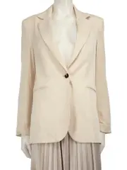 Cream Single Breasted Padded Blazer