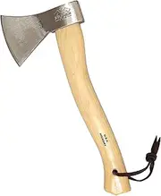 Prandi Axes German Type Hatchet 3.003.06.CH- Carbon Steel C45 with Hickory Handle and Leather String - Camping Hatchet and Splitting Axe for Outdoor Activities - 14.25" L x 5.75" W