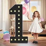 4FT Light Up Numbers,Black Giant Marquee Number Big Mosaic Number 1,Pre-cut Foam Board Set Can Be Used for Birthdays,Weddings,Baby Anniversaries