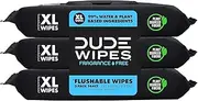 DUDE Wipes Flushable Wet Wipes Dispenser (3 Packs 48 Wipes), Unscented Wet Wipes with Vitamin-E & Aloe for at-Home Use, Septic and Sewer Safe