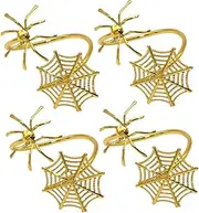 TOYZFRIENDY 4pcs Spider Web Napkin Ring Halloween Spider Napkin Rings Halloween Party Napkin Rings Ctr Ring Halloween Napkin Ring Halloween Napkin Holder Rings Alloy Napkin Circle Golden