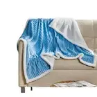 Plazatex Corduroy Sherpa All Season Throw Blanket 50" x 60" Light Blue