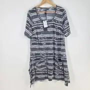 NEW Taking Shape womens tunic top plus size S black striped short sleeve 089340
