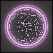 Sign Lamp Girl Moon Star Neno Sign Dimmable LED Light USB Powered for Bedroom Children's Room Birthday Party Office Decor 29cmx29cm(A)