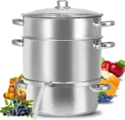 11 Qt Steamer Jucicer, Stainless Steel Canner Cookware for Food Vegetables Fruit