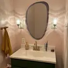 Irregular Wall Mirror Rustic Wooden Frame for Bedroom Living Room Entryway Decor