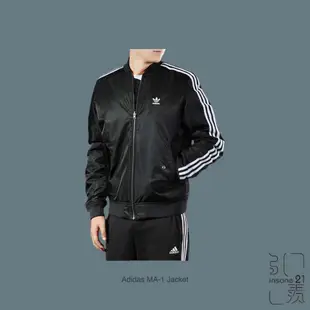 ADIDAS ORIGINALS MA1 飛行外套 防水 情侶款 黑三白 三線 ED5825【Insane-21】