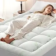 Anluoer Memory Foam Mattress Topper Full for Back Pain, Rayon Derived from Bamboo Pillow Top Mattress Topper for Hot Sleepers,Thick Mattress Pad with 8-21" Deep Pocket, 54x75 Inches, White