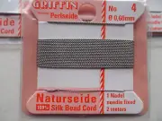 Three Griffin Cards 100% Silk Thread Cords W/Needle Size 4 Grey G49 DNG