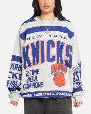 [MITCHELL & NESS] Mitchell & Ness New York Knicks Letterform Crewneck Grey Marle/official Team Color - Size L L Grey Marle/OTC