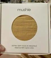 Mushie Extra Soft Muslin Swaddle, 100% Organic Cotton, Fall Yellow Color