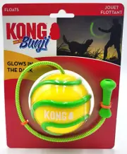 Kong Wavz Bunji Ball High Viz Large Yellow Glo In Dark Dog Fetch Toy 3.25x17"