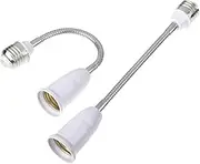 2 Pcs Light Socket Extender Adapter,7.87" Flexible Extension Lamp Socket Adapter,E26 to E26 Socket Extender,Standard Bulb Screw Base Extension Adapter for Lamps Bulb Security Cameras