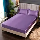New Satin Fitted Sheet European Style Rayon MattressCover Elastic Band Bed Sheet
