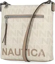 [Nautica] Lakeside Signature Jaquard North South Crossbody Bag in Outer Banks (Bone Multi)