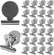 24 Pack Stainless Steel Magnetic Clips Fridge Magnets Clips Heavy Duty Magnet Hook Clip Strong Magnetic Hooks Clips Refrigerator Magnet Clips Clip Magnets Best for House Office School Use