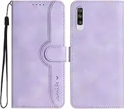 [JLHYYXH] Case for Samsung Galaxy A70, Premium Smile Magnetic Kickstand Shockproof Credit Card Slot Wallet Case Flip Cover Case for Samsung Galaxy A70-Purple