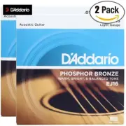 2-PACK D'Addario EJ16 Phosphor Bronze Acoustic Guitar Strings Light 12-53