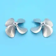 LUMIXE 4x60mm Zinc Alloy 4 Blades Propeller Full Immersion Metal Paddle CW CCW Spare Parts for RC Fishing Bait Tug Boat Load Ship Boat Propeller (Color : 1pair 4mm)