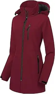 [CREATMO US] Women's Lightweight Waterproof Long Softshell Tactical Jacket Fleece Lined Windbreaker