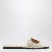 [Valentino Garavani] Sandalo Slide Vlogo Cut-out in shearling 40,5 IT Beige