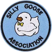 [Pinstant] Silly Goose Association White Gosling Bowtie Tie Formal Cute Kawaii Fun Goofy Humor Funny Phrase Joke 2.4" Iron On Embroidered Patch for Clothing
