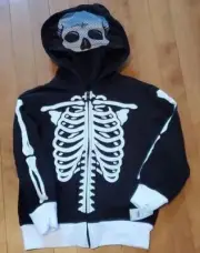Boys Girls Skeleton Bones Hoodie Sweatshirt Size XS Sm Med Halloween Mask NWT