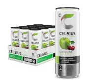 PACK OF 12 ✨ CELSIUS Sparkling APPLE CHERRY Energy Drink CANS | Zero Sugar Fun