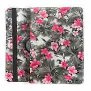 For Samsung Galaxy TAB A9 Plus X210 Leather Smart 360 Rotate Flip Stand Case Cover (Grey Flower Pattern)