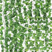 Uandhome 84 Feet 12 Strands Artificial Ivy Leaf Plants Vines Hanging Garland Fake Greenery Vines Foliage Flowers Home Kitchen Garden Office Wedding Wall Decor