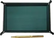 Japanese Moss Green Cowhide Leather Pen Tray Brass Hex Swivel Holi Gold Ballpoint Pen Set Gold TRAMG-6KSBP-K