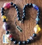 Vintage NOS Genuine Lucite Beaded Necklace Multicolor 22” Long