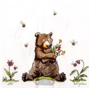 "Last" 3 Paper Napkins for Decoupage/Scrapbooking/Craft-HONEY BEAR