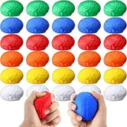Gemscream 30 Pcs Brain Stress Balls Color Brain Toys Fake Brain PU Brain Squeeze for Hand Muscle Exercise Teen Adult Relieve Stress and Anxiety Prank Stuff Props Improve Grip Strength