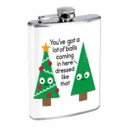 Christmas Pun Em2 Flask 8oz Stainless Steel Hip Drinking Whiskey