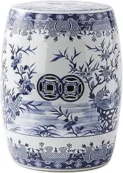 Ceramic Drum Table Decorative Garden stools, Decorative Ceramic Garden Stool, Glazed Hollow Floral Celadon Shoe-Changing Stool Drum Stool, Suitable for Outdoor Garden,