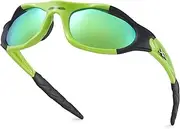 [X LOOP] Wrap Around Men's Sport Cycling Baseball Running Sunglasses, White - Orange | Fire, One size fits most