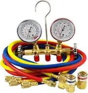 Mountain #MTN8205 Brass Manifold Gauge Set W/ Couplers Brand New