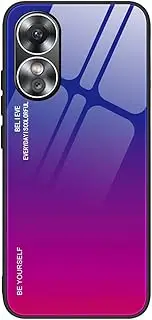 [SEAHAI] Case for OPPO A17 / OPPO A17K, Ultra Thin Gradient Color Tempered Glass Hard Back & Soft Silicone TPU Bumper Hybrid Shockproof Cover, Colorful Purple