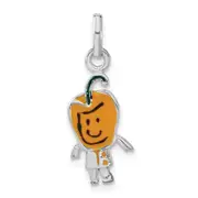 Sterling Silver Polished Enameled Yellow Pepper Person Charm